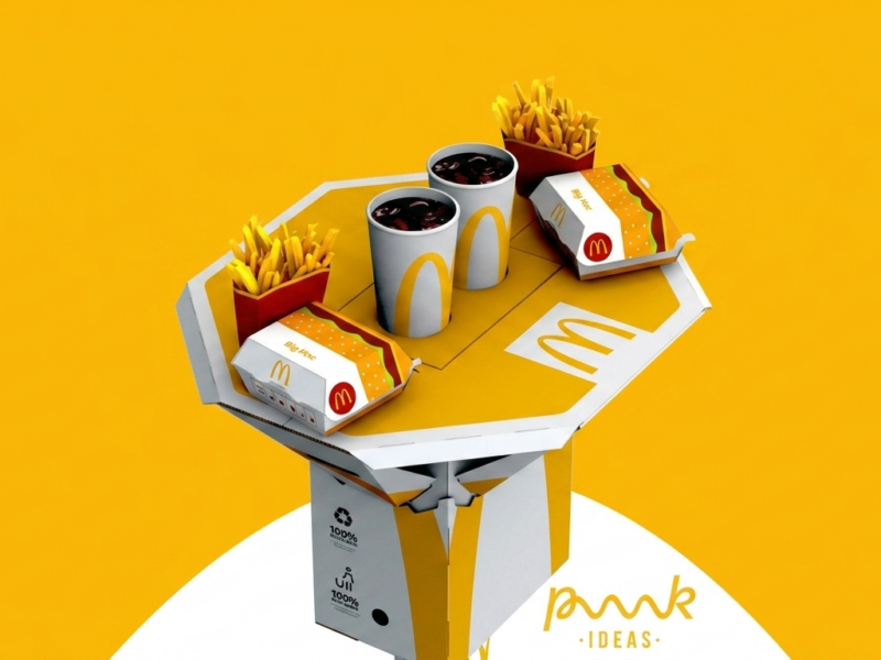 Portada del blog sobre packaging creativo que muestra el diseño de la mesa TableBag de McDonald's con el logotipo de PMK·IDEAS.