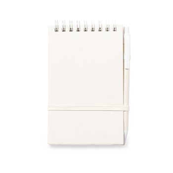 Libreta publicitaria reciclada con bolígrafo Heiwor