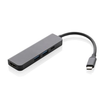 Hub personalizable de aluminio reciclado Terra Gris