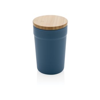 Taza GRS RPP con tapa de bambú FSC Azul
