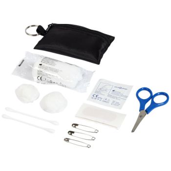Funda con llavero corporativo con 16 elementos de primeros auxilios Valdemar Negro