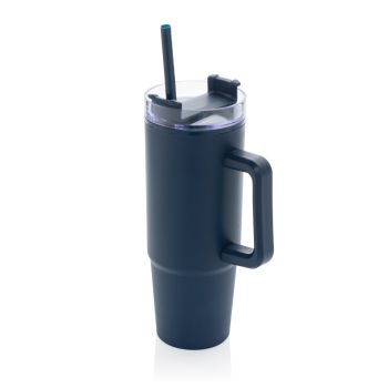 Vaso corporativo de plástico reciclado con asa 900 ml. Tana Azul Marino