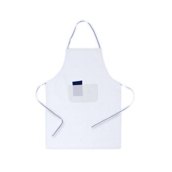Delantal promocional con bolsillo doble fontal Bacatus Blanco