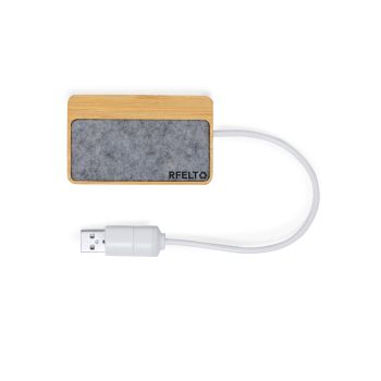 Puerto USB bambú personalizado Barney Gris